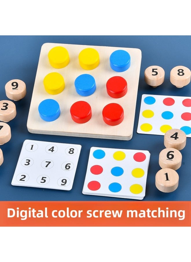 Fun Screw Pairing Digital Color Parent-Child Interactive Game Children's Hand-Eye Coordination Grasping Wooden Toys-Color:Screw Pairing