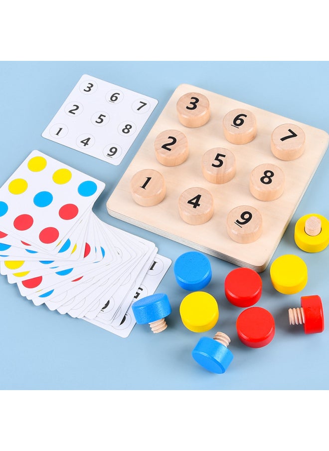 Fun Screw Pairing Digital Color Parent-Child Interactive Game Children's Hand-Eye Coordination Grasping Wooden Toys-Color:Screw Pairing
