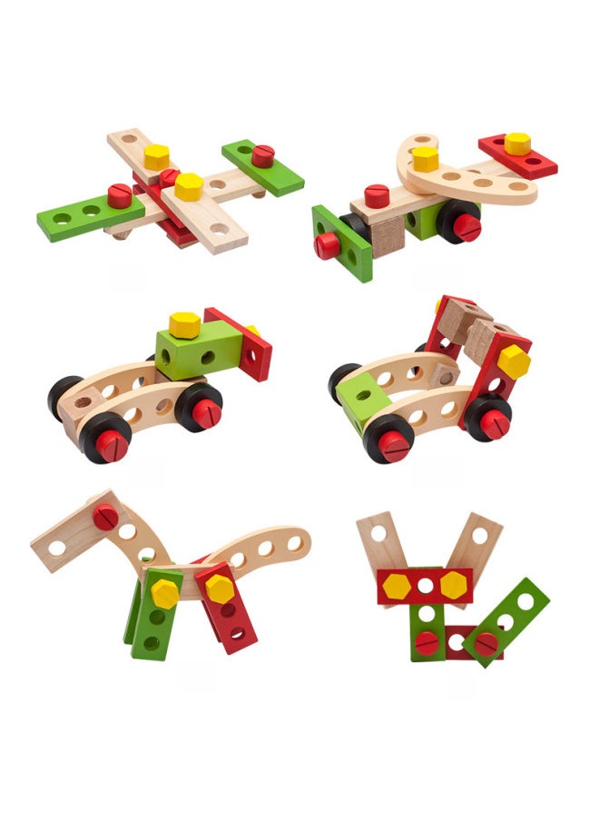 Wooden Variety Nut Simulation DIY Portable Toolbox Combination Disassembly And Assembly Educational Boys Play House Maintenance Toys-Color:Variant Nut Combination (plastic Box)