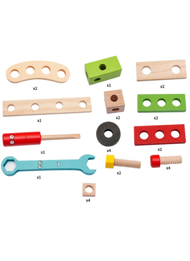 Wooden Variety Nut Simulation DIY Portable Toolbox Combination Disassembly And Assembly Educational Boys Play House Maintenance Toys-Color:Variant Nut Combination (plastic Box)