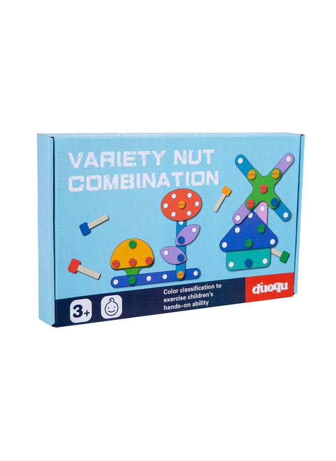 Children's Nut Shape Assembling Early Education Educational Toys Puzzle Building Blocks Disassembly Screw Nut Combination Wooden-Color:Nut Shape Assembly