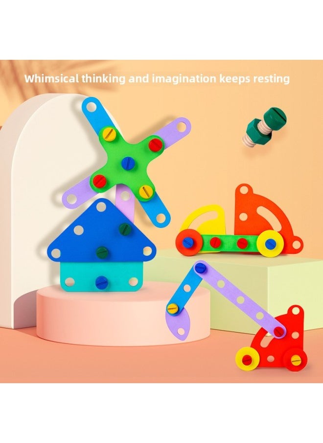 Children's Nut Shape Assembling Early Education Educational Toys Puzzle Building Blocks Disassembly Screw Nut Combination Wooden-Color:Nut Shape Assembly