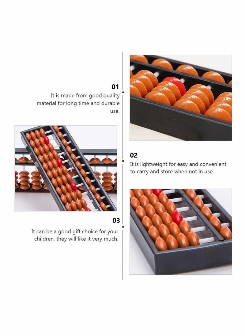 2pcs Vintage Wooden Abacus 13 Rods Wood Soroban with Reset Button Chinese Japanese Calculator Counting Tool for Kid Educational Brain Teaser Toys Gift Brown