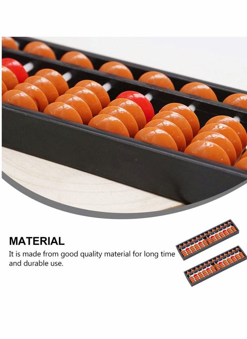 2pcs Vintage Wooden Abacus 13 Rods Wood Soroban with Reset Button Chinese Japanese Calculator Counting Tool for Kid Educational Brain Teaser Toys Gift Brown