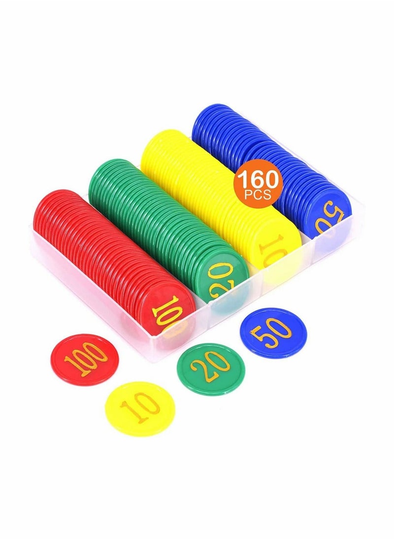 160Peices Plastic Counting Chip Set with Storage Box for Home Game, Kids Game Play, Learning Math