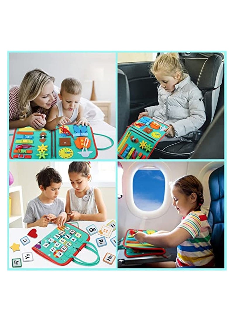Busy Board, Montessori Toys for Toddler 2 3 4, Sensory Board Learning Fine Motor Skills, Preschool Activities Educational Travel Boys Girls