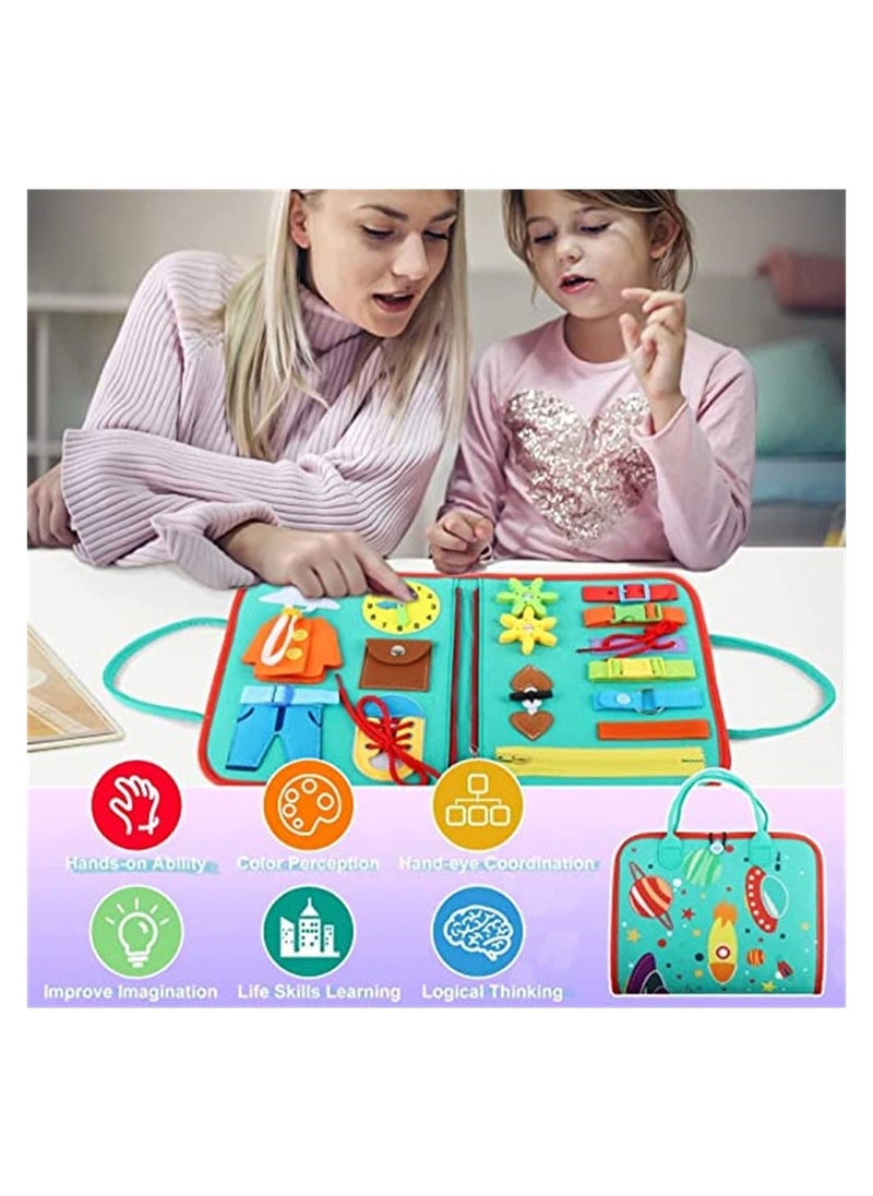 Busy Board, Montessori Toys for Toddler 2 3 4, Sensory Board Learning Fine Motor Skills, Preschool Activities Educational Travel Boys Girls