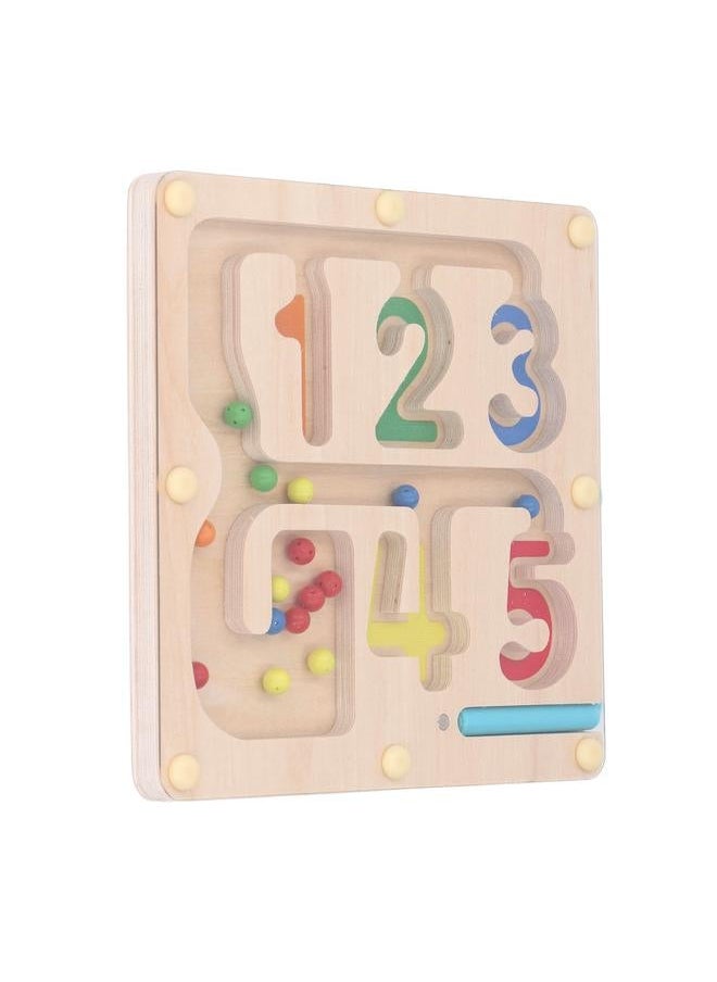 Magnetic Color and Number Maze Wooden Magnet Matching Counting Puzzle Board Educational Children Sorting Toy with Pen