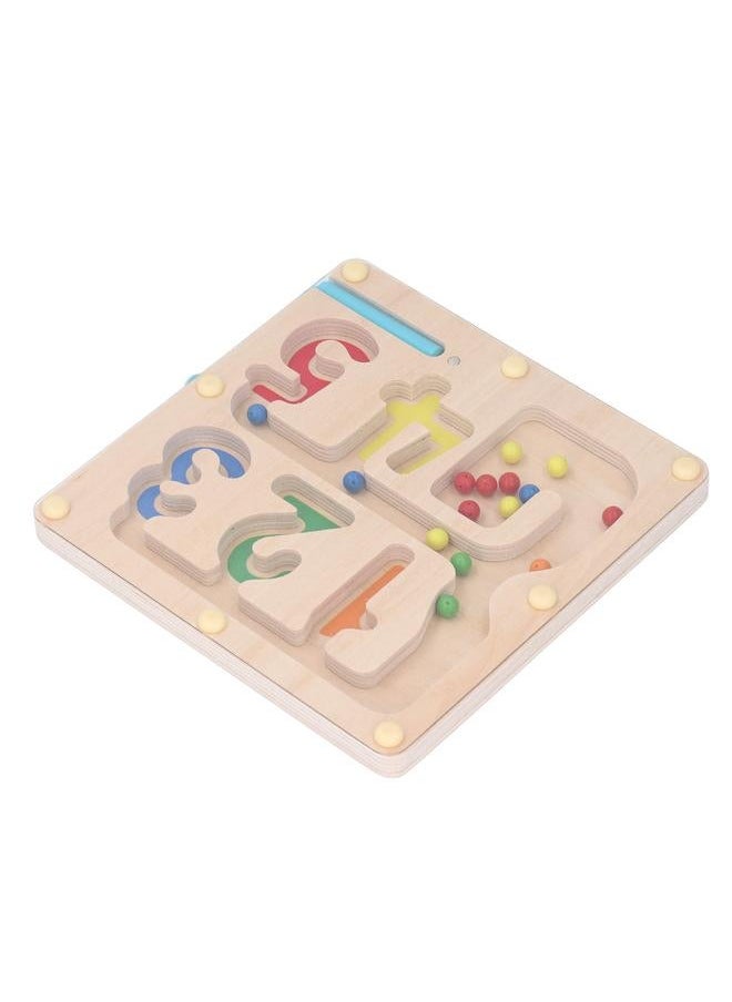 Magnetic Color and Number Maze Wooden Magnet Matching Counting Puzzle Board Educational Children Sorting Toy with Pen