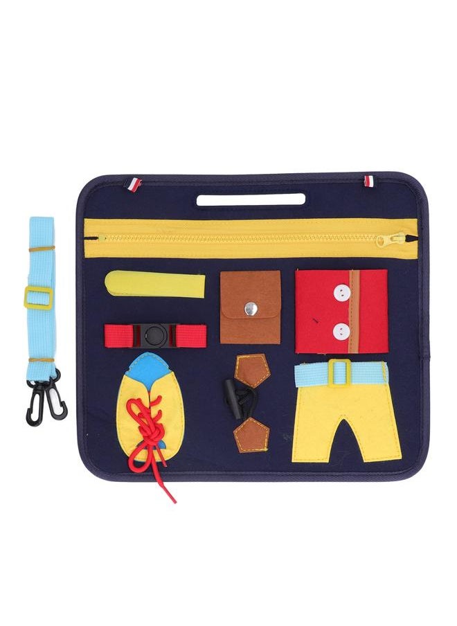 Busy Board Portable Dark Blue Montessori Felt for Toddlers Autism Training Toy Educational Teaching Aids