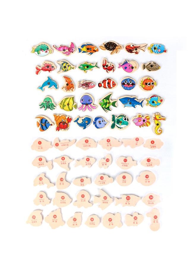 Wooden Magnetic Fishing Game Fine Motor Skill Magnet Fish Catching Counting Toy for Preschool
