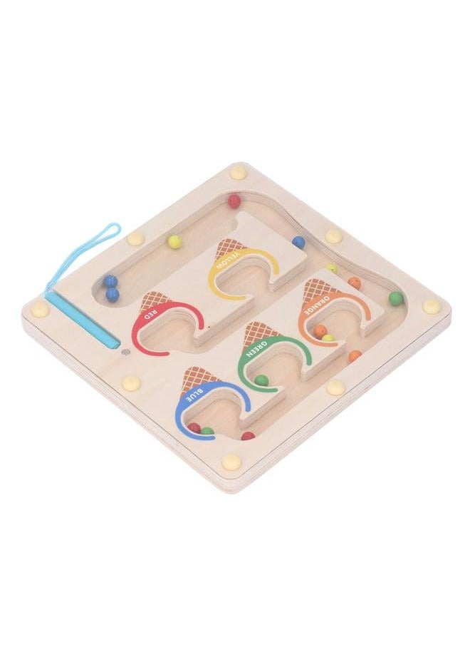 Magnetic Color and Number Maze Wooden Magnet Matching Counting Puzzle Board Educational Children Sorting Toy with Pen Ice Cream