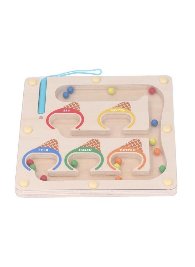 Magnetic Color and Number Maze Wooden Magnet Matching Counting Puzzle Board Educational Children Sorting Toy with Pen Ice Cream