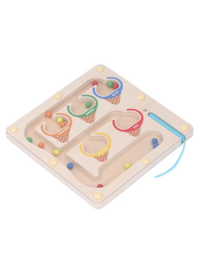 Magnetic Color and Number Maze Wooden Magnet Matching Counting Puzzle Board Educational Children Sorting Toy with Pen Ice Cream