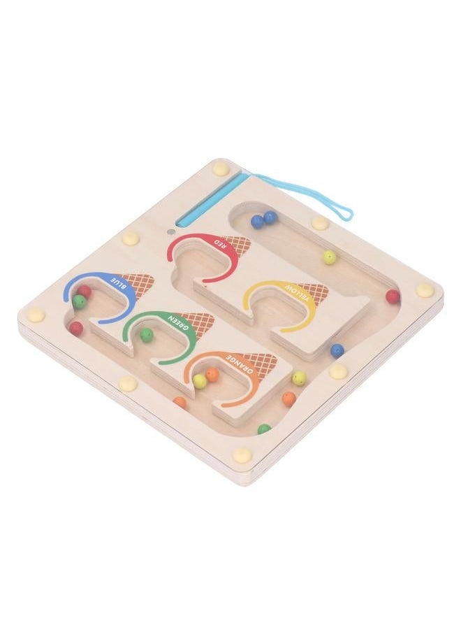 Magnetic Color and Number Maze Wooden Magnet Matching Counting Puzzle Board Educational Children Sorting Toy with Pen Ice Cream