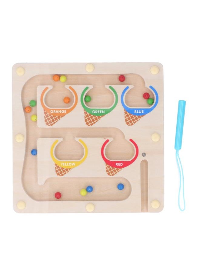 Magnetic Color and Number Maze Wooden Magnet Matching Counting Puzzle Board Educational Children Sorting Toy with Pen Ice Cream