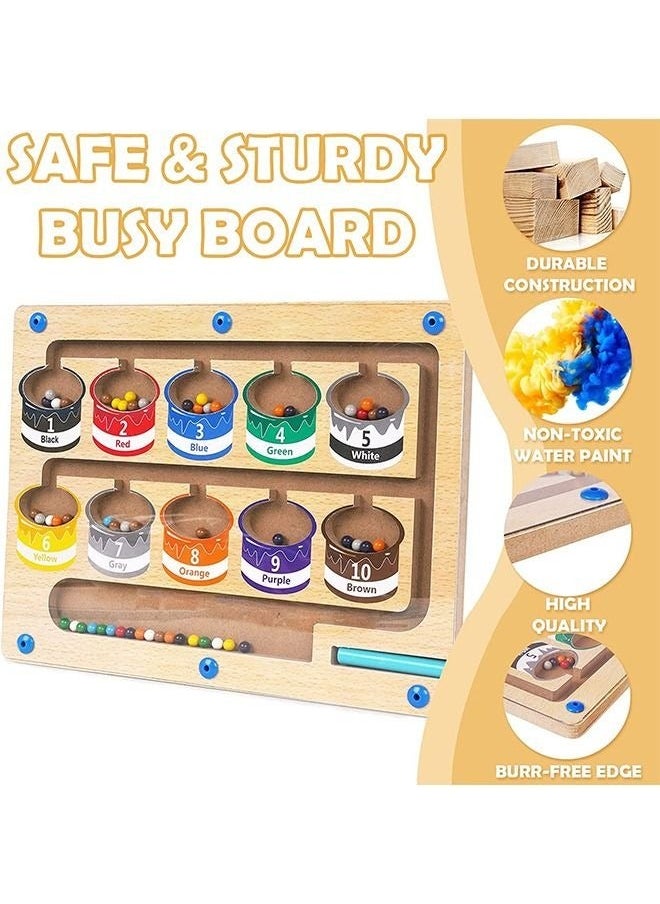 Color and Number Magnetic Maze - Montessori Educational Wooden Puzzle Game Board for Toddlers Matching Toys Toddler Activity Learn Fine Motor Skills Preschoolers