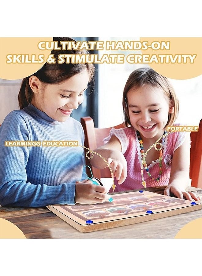 Color and Number Magnetic Maze - Montessori Educational Wooden Puzzle Game Board for Toddlers Matching Toys Toddler Activity Learn Fine Motor Skills Preschoolers