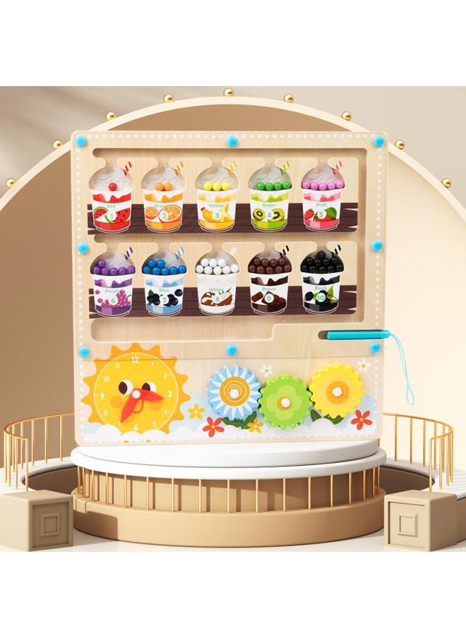 New Children's Wooden Color Classification Magnetic Counting Bead Shifting Magnetic Pen Early Education Educational Toys