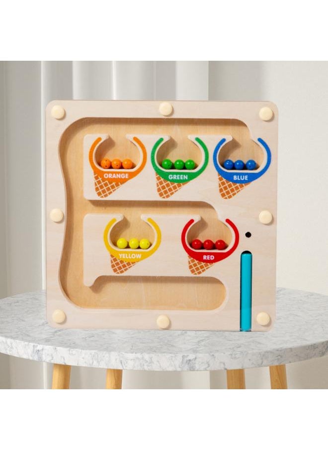 New Children's Wooden Color Classification Magnetic Counting Bead Shifting Magnetic Pen Early Education Educational Toys