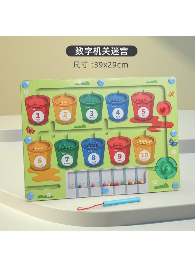 New Children's Wooden Color Classification Magnetic Counting Bead Shifting Magnetic Pen Early Education Educational Toys