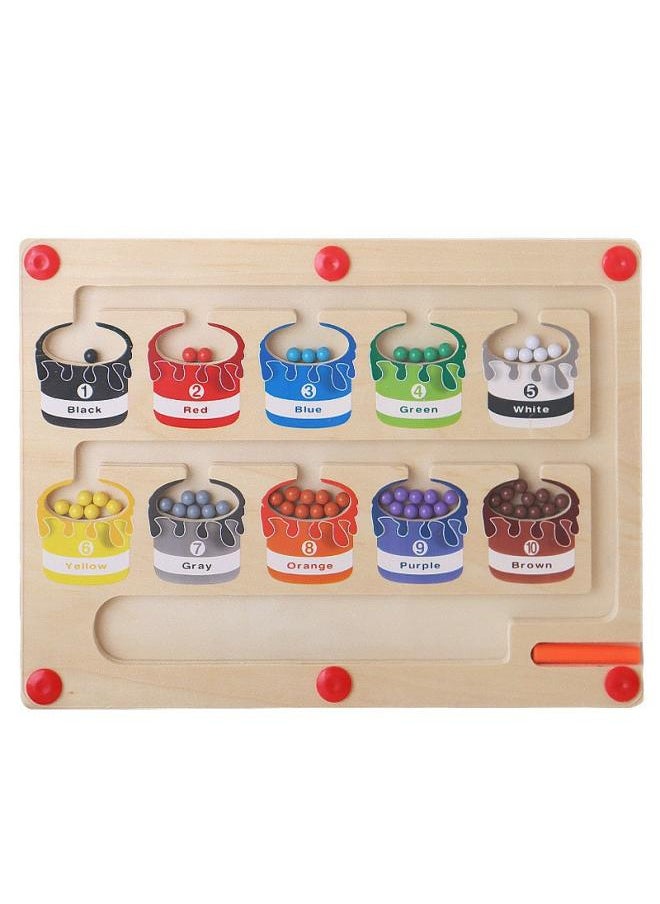 New Children's Wooden Color Classification Magnetic Counting Bead Shifting Magnetic Pen Early Education Educational Toys