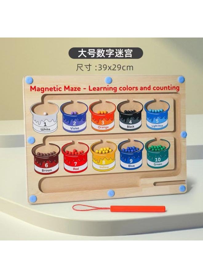 New Children's Wooden Color Classification Magnetic Counting Bead Shifting Magnetic Pen Early Education Educational Toys