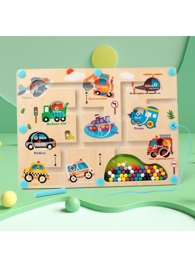 New Children's Wooden Color Classification Magnetic Counting Bead Shifting Magnetic Pen Early Education Educational Toys