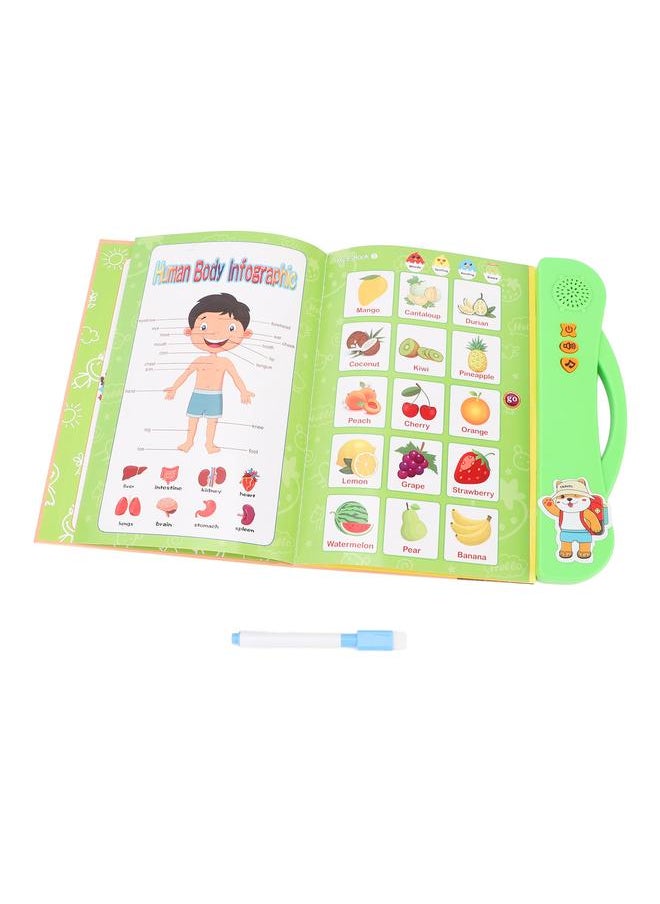 Kids English Sound Book 11 Educational Topics Clear Pictures Interactive Electronic Learning for Children Green