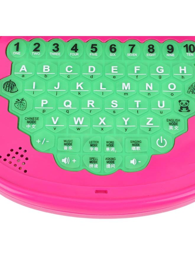 Kids Laptop Educational Learning LED Screen Portable Handle Computer Toy for Children Pink
