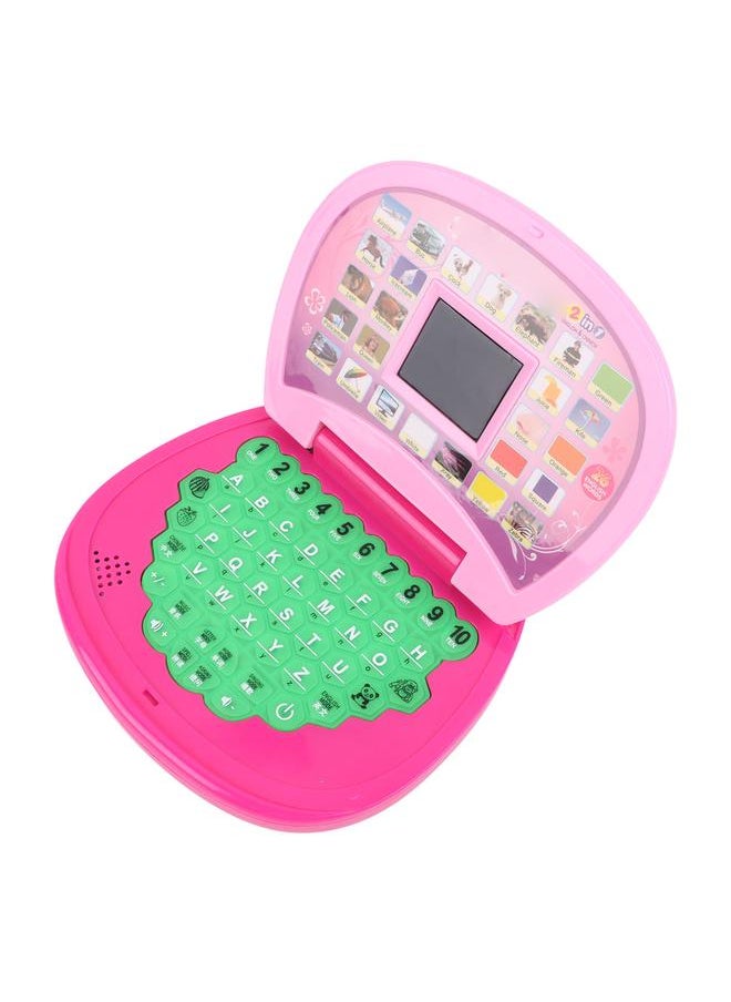 Kids Laptop Educational Learning LED Screen Portable Handle Computer Toy for Children Pink