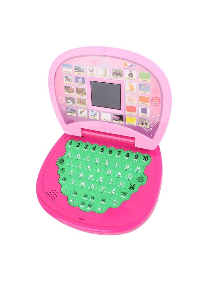Kids Laptop Educational Learning LED Screen Portable Handle Computer Toy for Children Pink