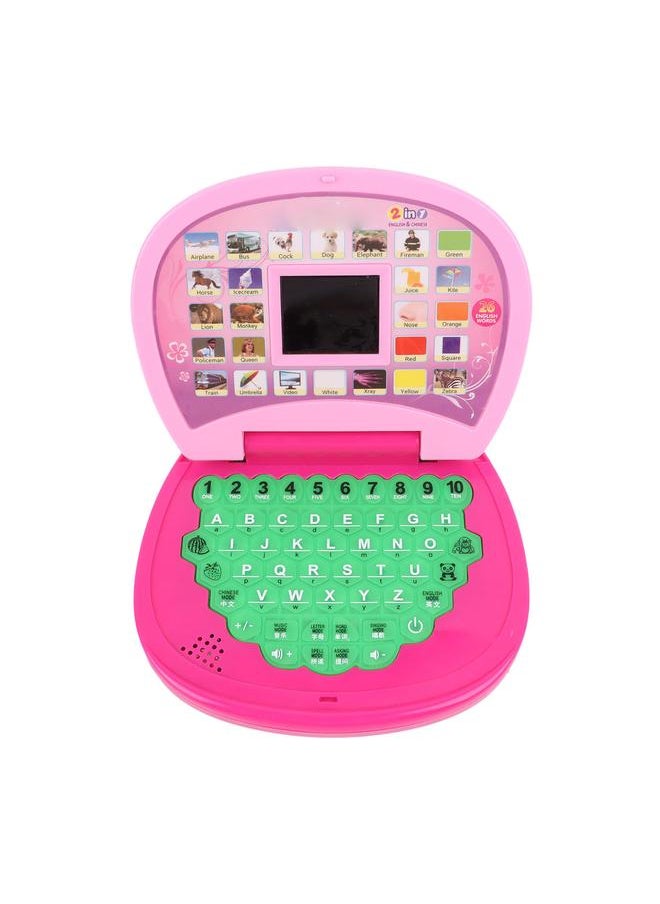 Kids Laptop Educational Learning LED Screen Portable Handle Computer Toy for Children Pink