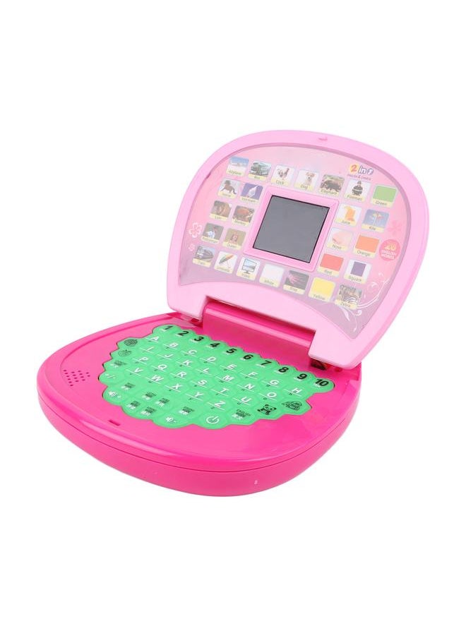 Kids Laptop Educational Learning LED Screen Portable Handle Computer Toy for Children Pink