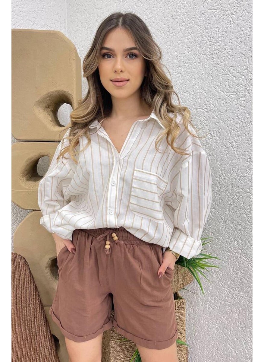 Women's Biscuit Striped Oversize Shirt