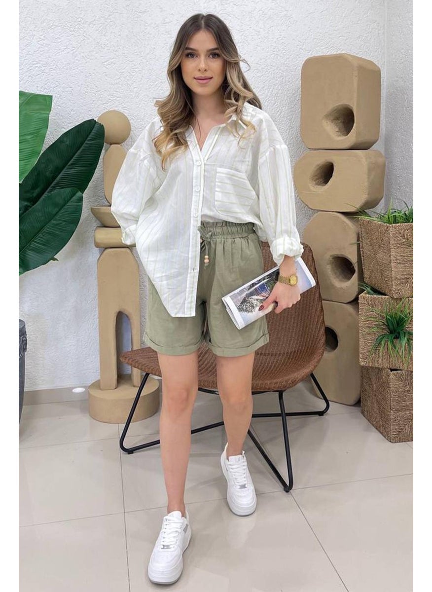 Women's Pistachio Striped Oversize Shirt