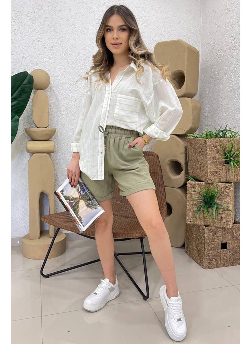 Women's Pistachio Striped Oversize Shirt