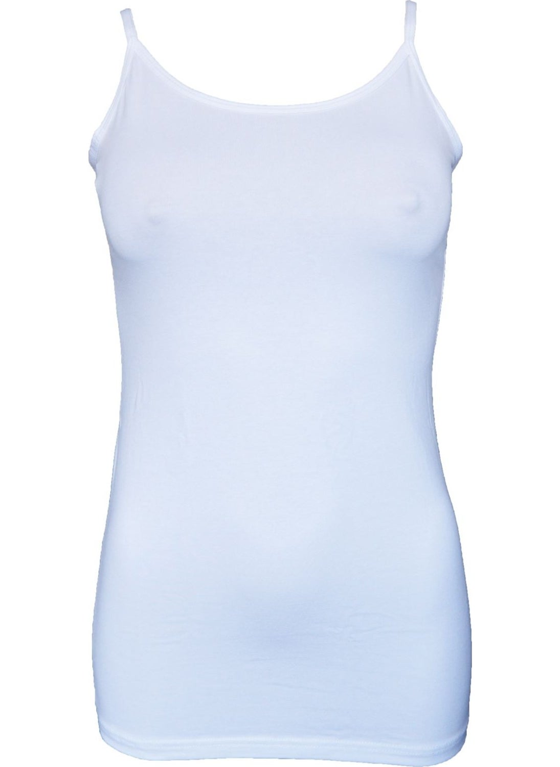 Women's White Adjustable Rope Strap Long Modal Tank Top 144