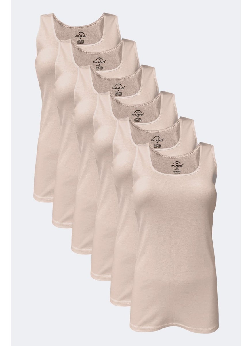 Women's Ten 6 Pack 100% Cotton Rib Thick Strap Undershirt 106-E