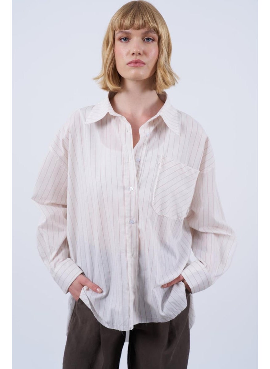 Women's Brown Striped Shirt