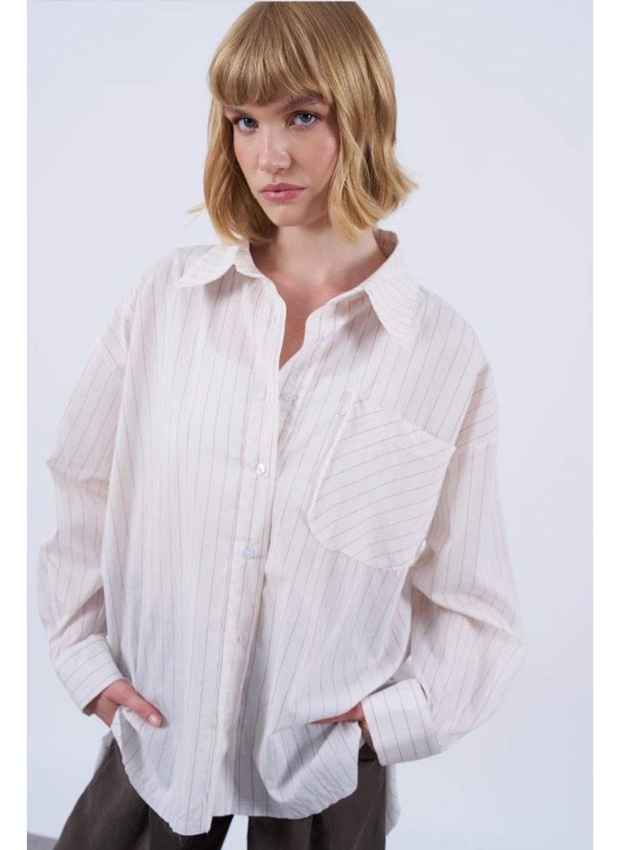 Women's Brown Striped Shirt