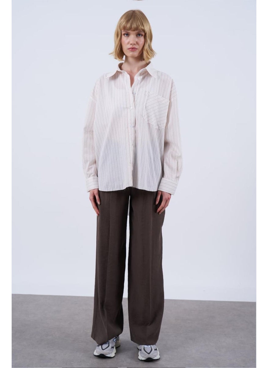 Women's Brown Striped Shirt