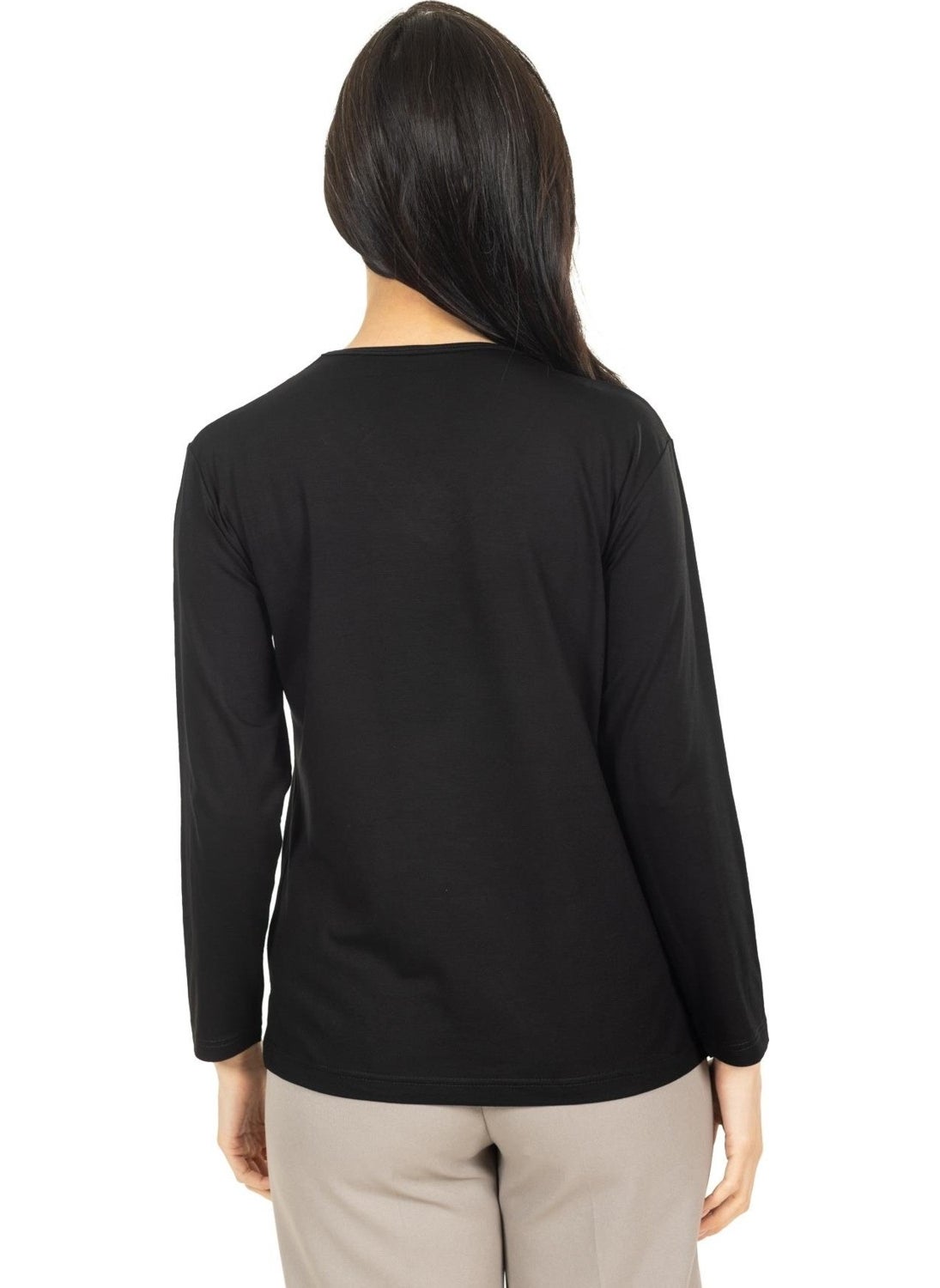 Women Middle Age and Above New Model V Neck Plain Model Mother Cotton Blouse 30565
