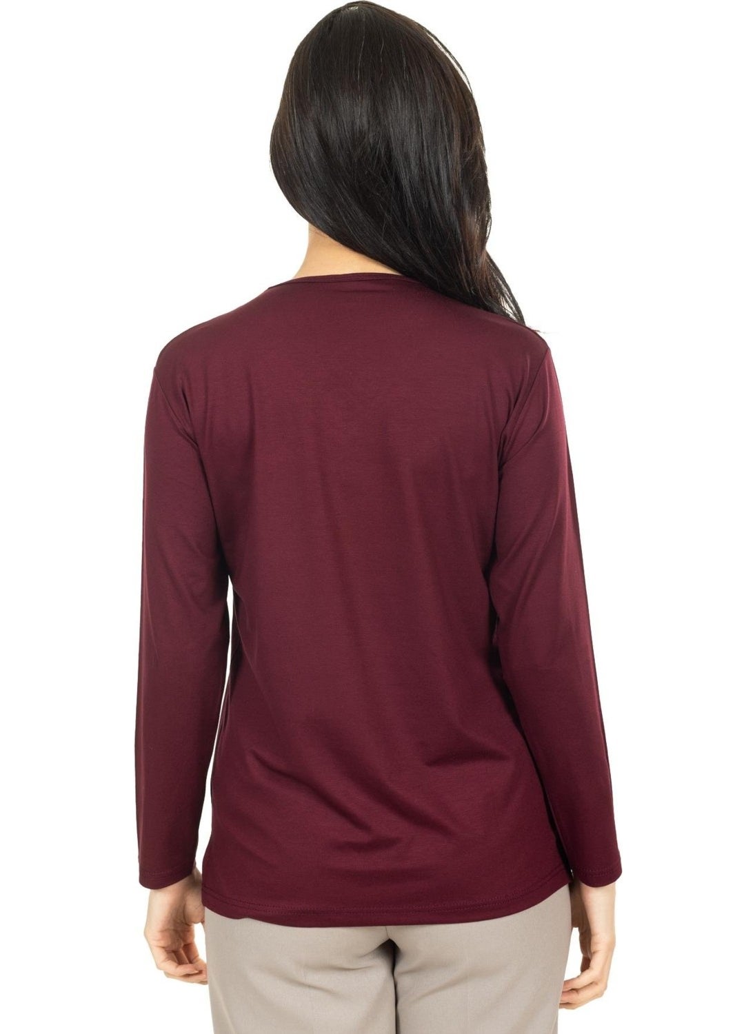 Women Middle Age and Above New Model V Neck Plain Model Mother Cotton Blouse 30565
