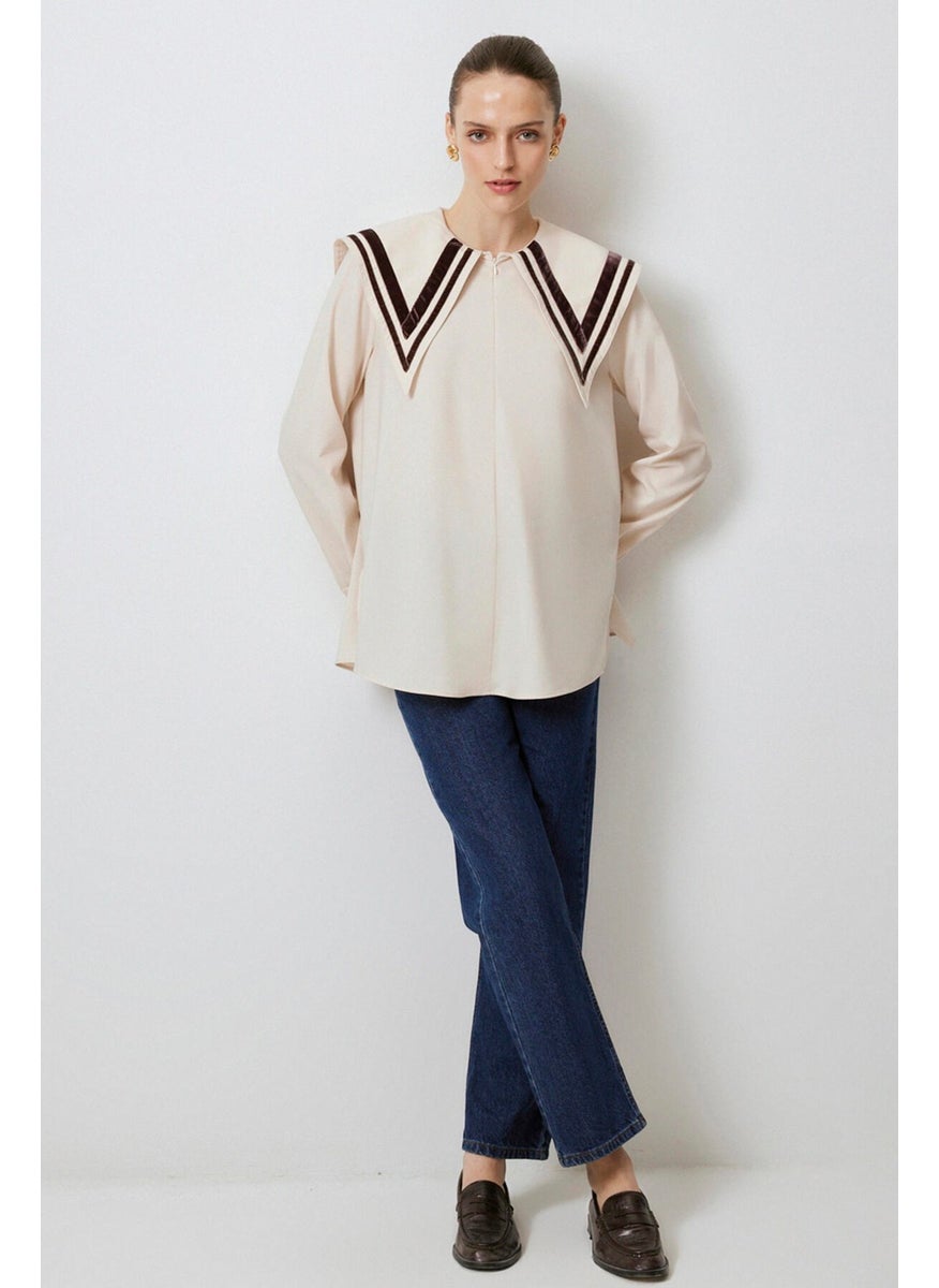 Wide Collar Viscose Tunic