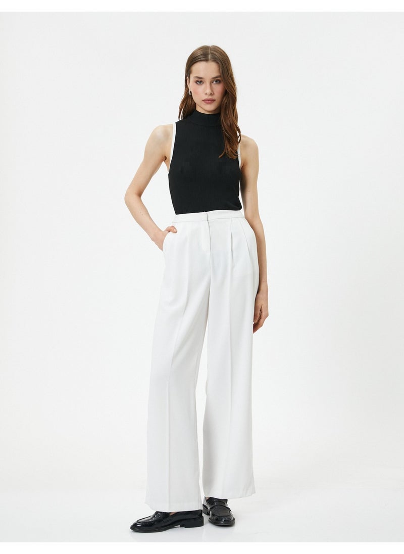 Cotton Ribbed Undershirt Sleeveless Stand Collar