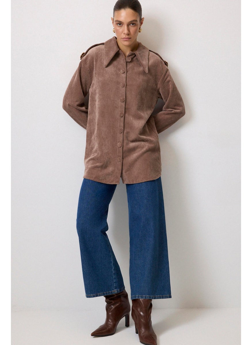 Epaulette Detailed Corduroy Shirt