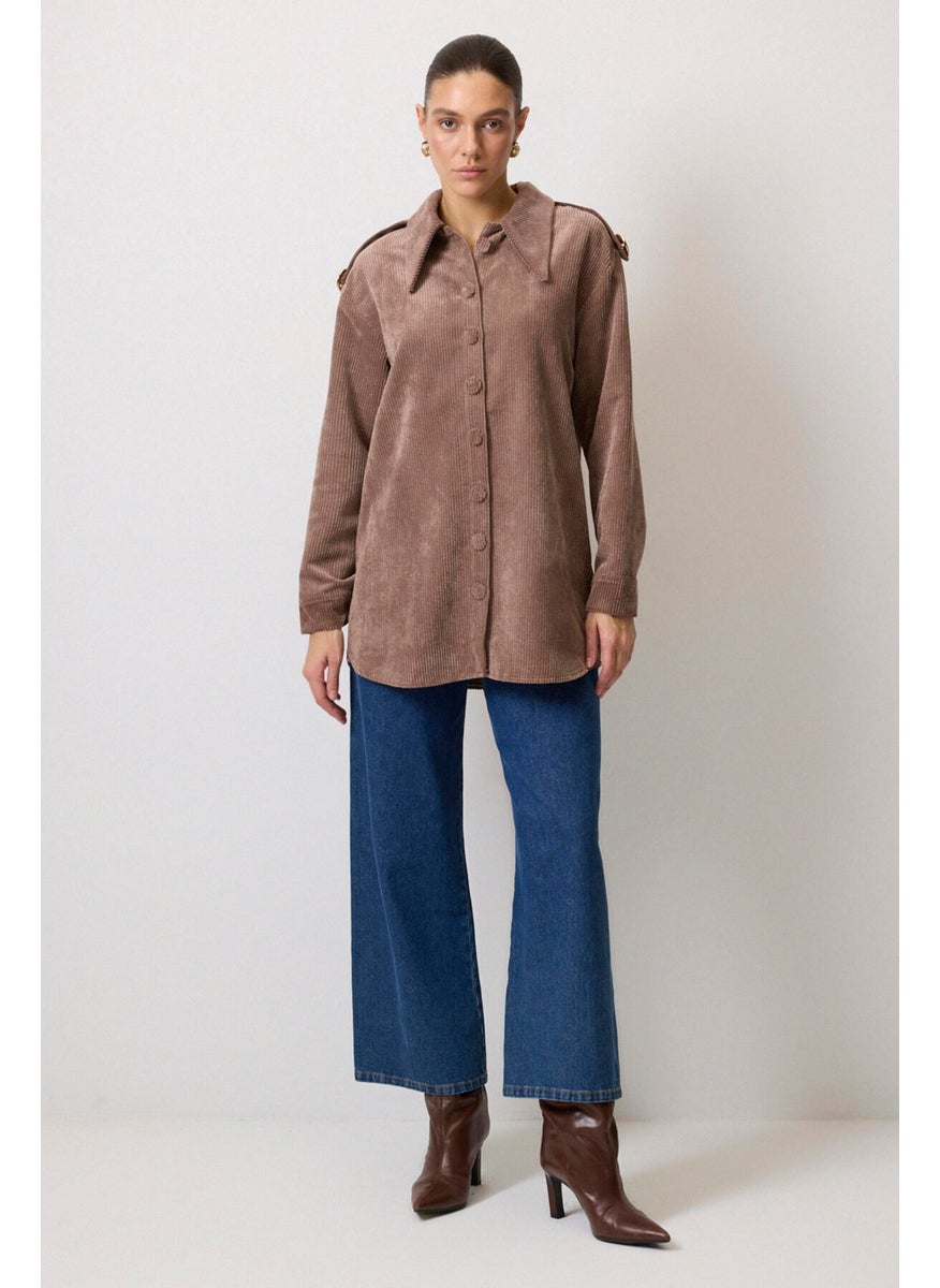 Epaulette Detailed Corduroy Shirt