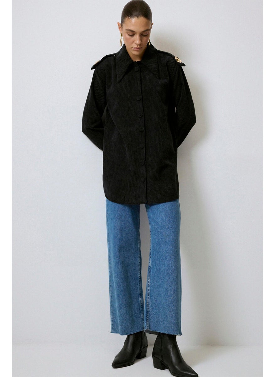 Epaulette Detailed Corduroy Shirt
