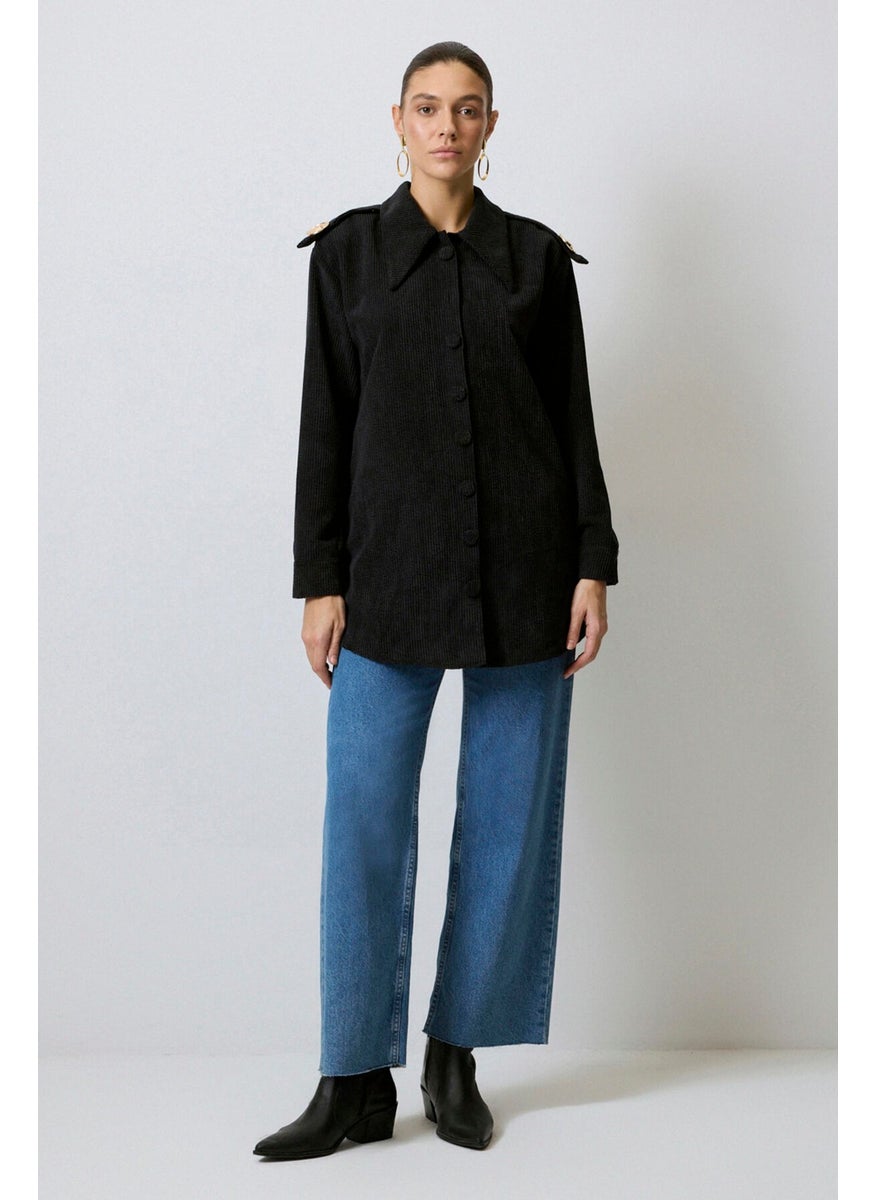 Epaulette Detailed Corduroy Shirt